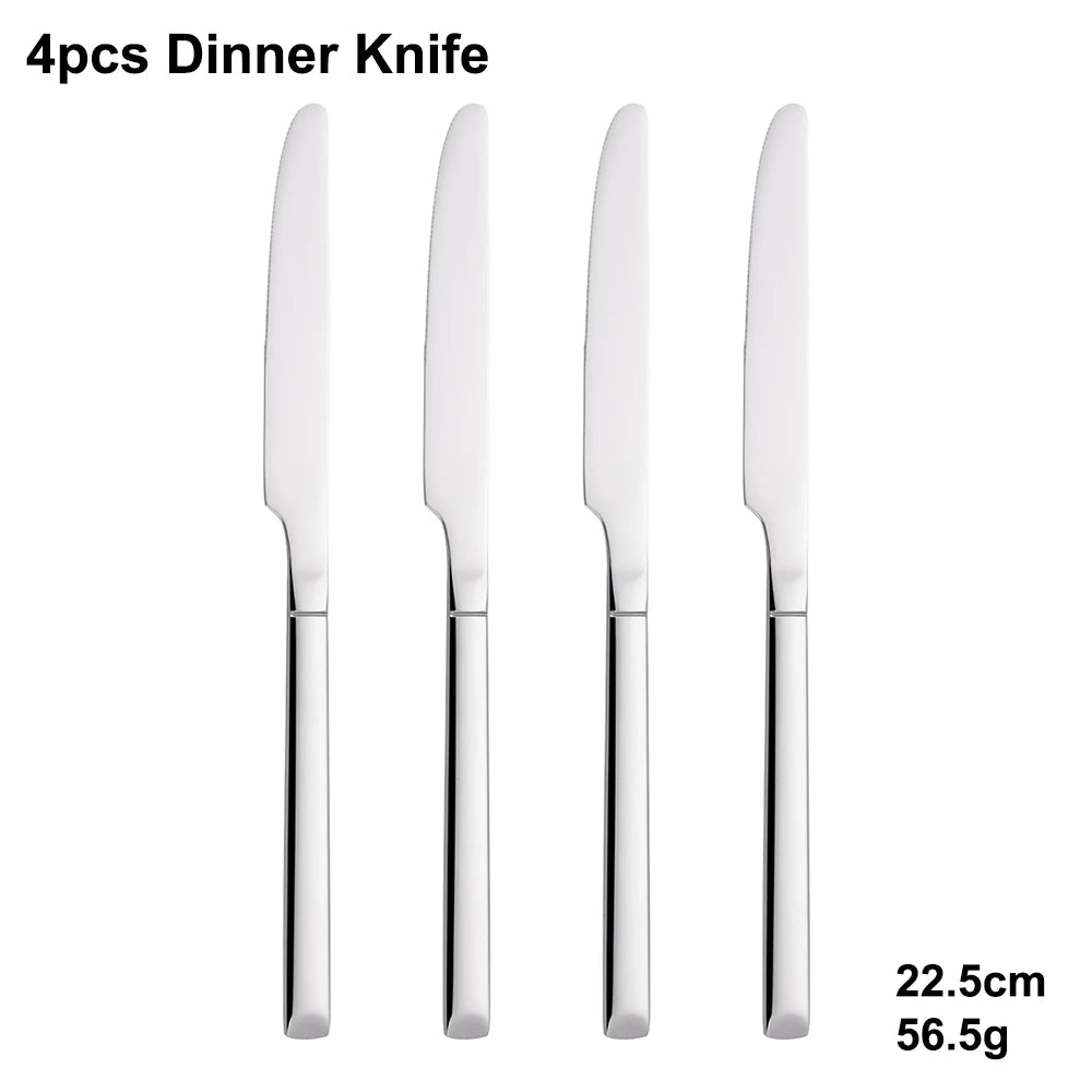 4/6/16/24 Pieces Cutlery Set Stainless Steel Thin Tableware Mirror Elegant Knife Fork Spoon Western Dinner Set Sliverware