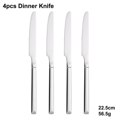 4/6/16/24 Pieces Cutlery Set Stainless Steel Thin Tableware Mirror Elegant Knife Fork Spoon Western Dinner Set Sliverware