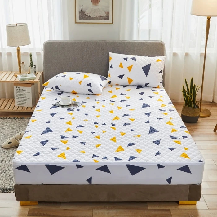 Printing Quilted Cotton Mattress Cover With Zipper Bedspread Mattress Cover Soft King Queen Tatami Bed Dust Cover Customizable