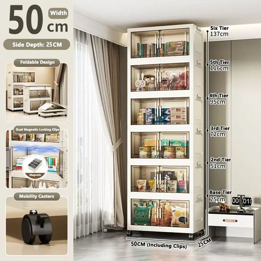Multi-specification Large Capacity Storage Cabinet with Open Door Multifunction Foldable Closet Organizer Sundries Cabinet