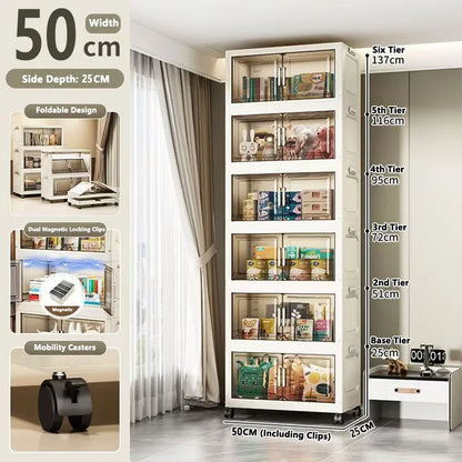 Multi-specification Large Capacity Storage Cabinet with Open Door Multifunction Foldable Closet Organizer Sundries Cabinet
