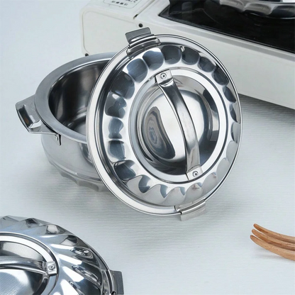 Lily double-layer insulated pot, made of stainless steel, four-piece set, different sizes, for home kitchen and dining table