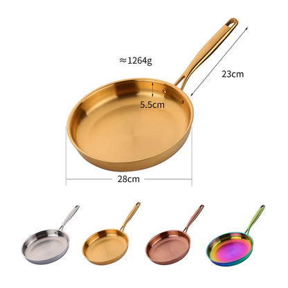 304 Stainless Steel 28CM Frying Pan High Quality Pan Fried Steak Non Stick Pan General Purpose Induction Cooker Wok Cookware