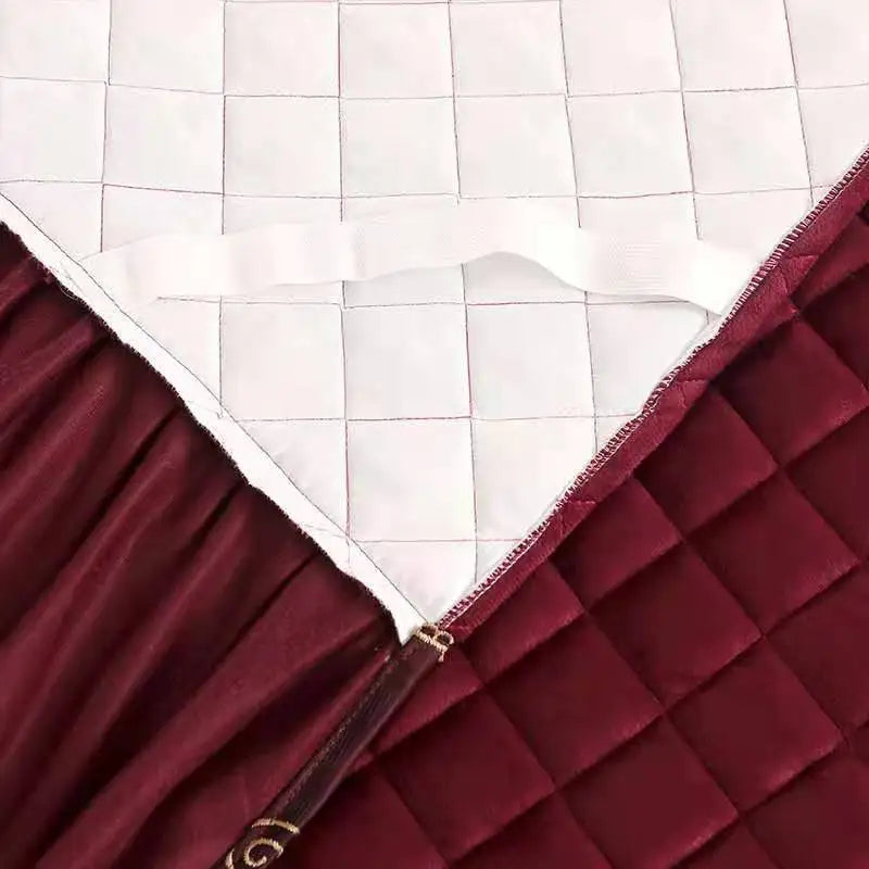 European Luxury Quilted Bed Skirt Winter Warm Thicken Velvet Bedspread King Good Hand Feeling Bed Skirt Not Included Pillowcase