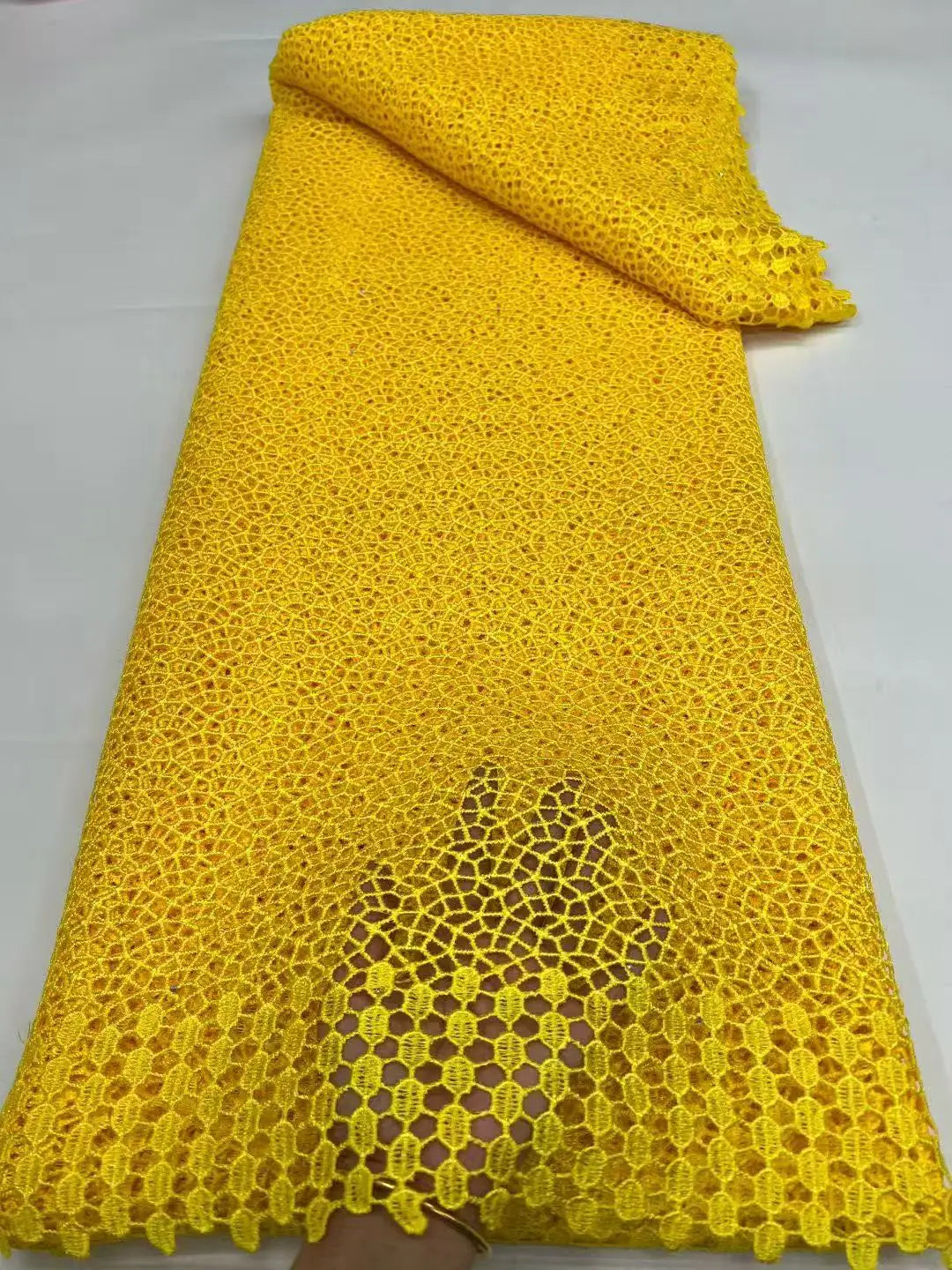 luxury African Guipure Cord Lace Fabric 2026 High Quality Nigerian Water Soluble Lace Fabrics 5 Yards For Wedding Dresses Party