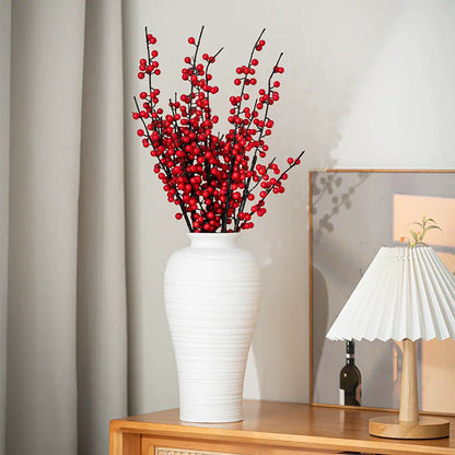 Ceramic Vases White Round  Design Handmade Terracotta Flower Pot Home Decor Christmas Decoration Table Centerpiece