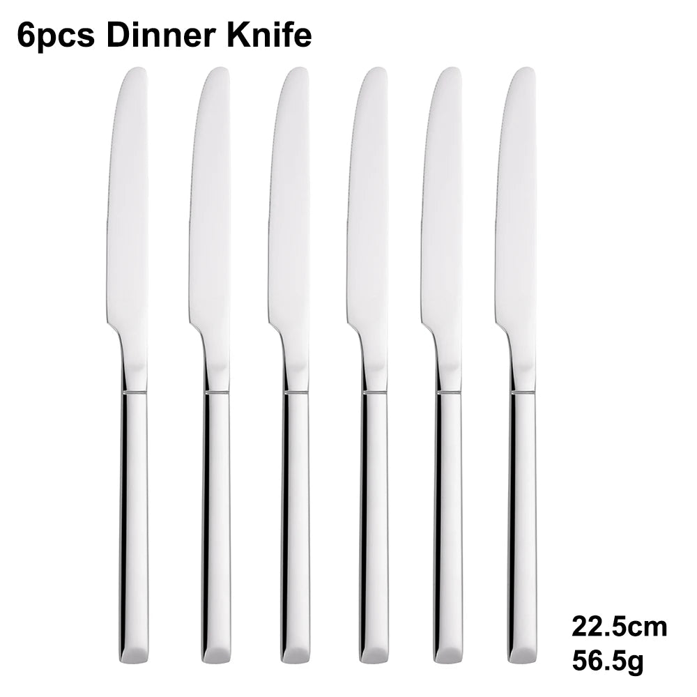 4/6/16/24 Pieces Cutlery Set Stainless Steel Thin Tableware Mirror Elegant Knife Fork Spoon Western Dinner Set Sliverware