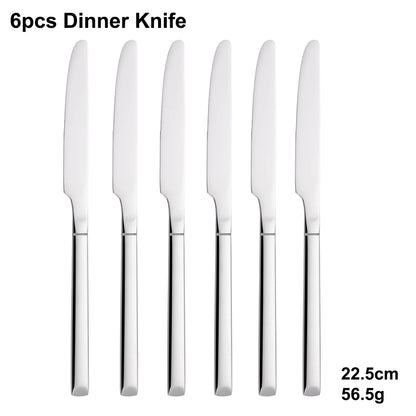 4/6/16/24 Pieces Cutlery Set Stainless Steel Thin Tableware Mirror Elegant Knife Fork Spoon Western Dinner Set Sliverware