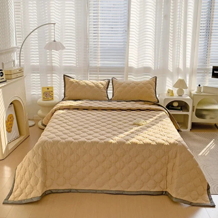 Quilted Bedspread Plaid Style Bed Linen Thickened Bedsheet Home Blanket Skin-friendly Bed Cover (Pillowcase Need Order)