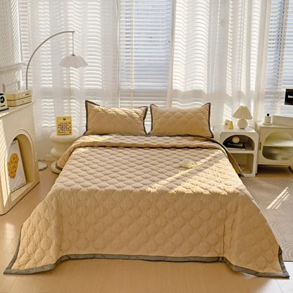 Quilted Bedspread Plaid Style Bed Linen Thickened Bedsheet Home Blanket Skin-friendly Bed Cover (Pillowcase Need Order)