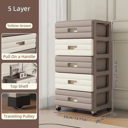5-Drawer White Storage Cabinet - Sturdy, Smooth Sliding for Closet, Office, Bedroom Organization.