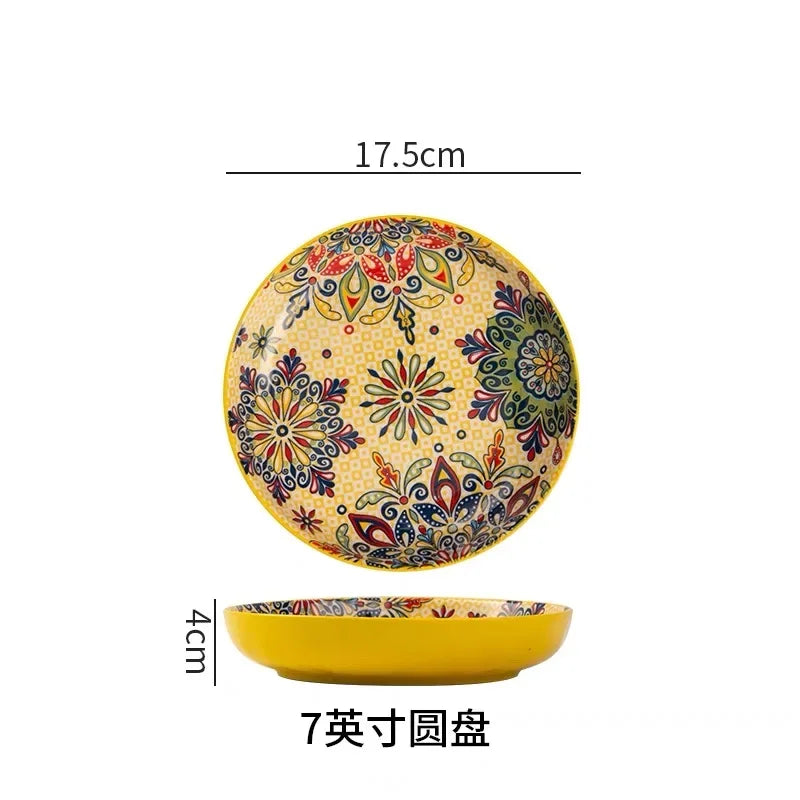 Ceramic Tableware Set Rice Bowl Serving Plate Creative Cutlery Soup Plate Noodle Handle Bowl Sauce Dish Steak Salad Fruit Plate