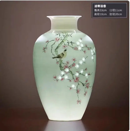 Vase ceramics underglaze color hand-painted plants high-end retro suitable home livingroom flower arrangement light luxury sense