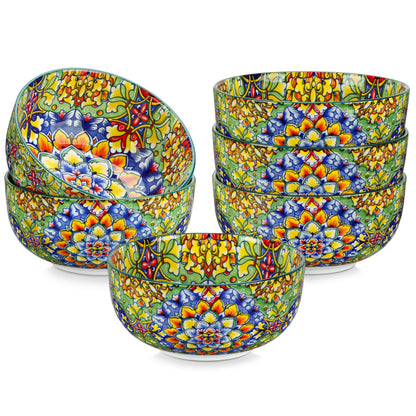 vancasso 6/12 Piece Cereal Bowls Set 28 Oz Ceramic Soup Bowls Bohemian style for Salad/Pasta/Rice/Oatmeal/Fruit/Cereal for  6