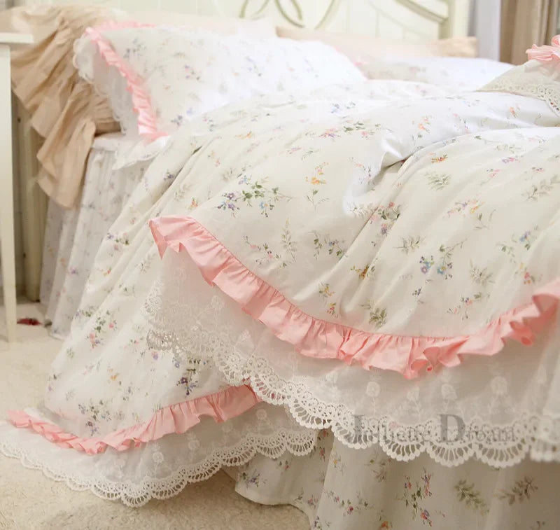 European Khaki bedding set double ruffle lace duvet cover bedding elegant bedspread bed sheet wedding decor bed clothes HM-04B