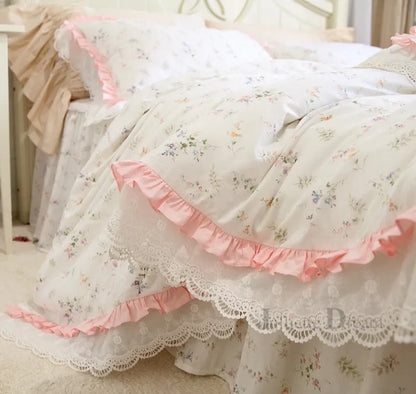 European Khaki bedding set double ruffle lace duvet cover bedding elegant bedspread bed sheet wedding decor bed clothes HM-04B