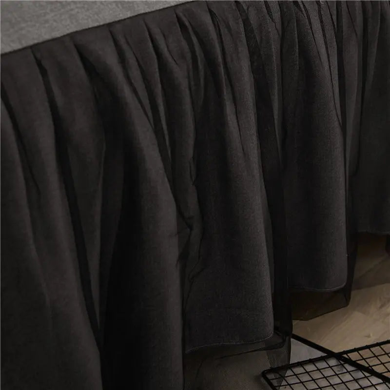 Korean Bed Skirt Bedding Sets with Ruffled Edges Thickened Princess Brushed Quilt Kit Solid Skin-Friendly Breathable Bedclothes
