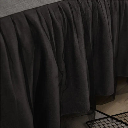 Korean Bed Skirt Bedding Sets with Ruffled Edges Thickened Princess Brushed Quilt Kit Solid Skin-Friendly Breathable Bedclothes