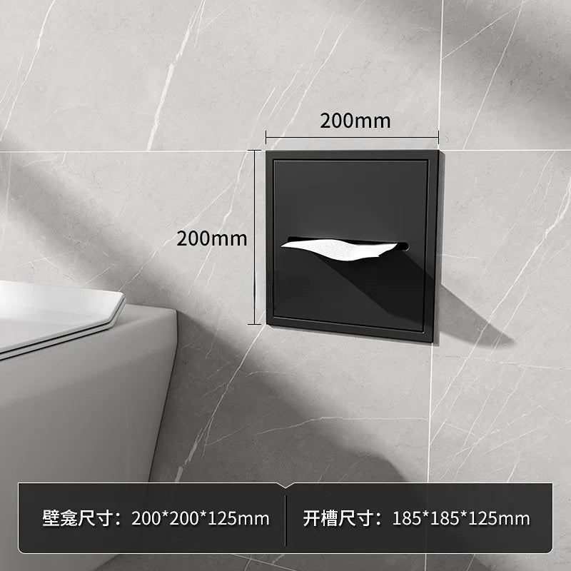 Stainless Steel Recessed Bathroom Storage Cabinet - Wall Niche Tissue Box Toilet Paper Holder Organizer