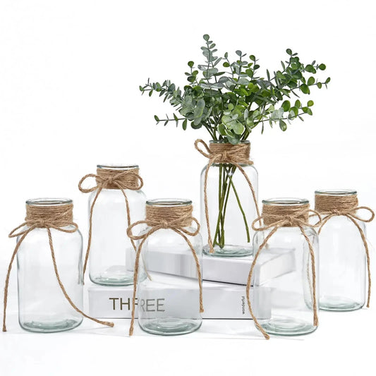 Vintage Glass Vases Clear Flowers Vases Nordic Flower Bottle Retro Plants Glass Jar for Farmhouse Wedding Decoration Home Decor