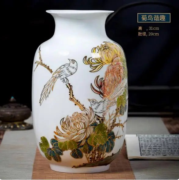 Vase ceramics underglaze color hand-painted plants high-end retro suitable home livingroom flower arrangement light luxury sense