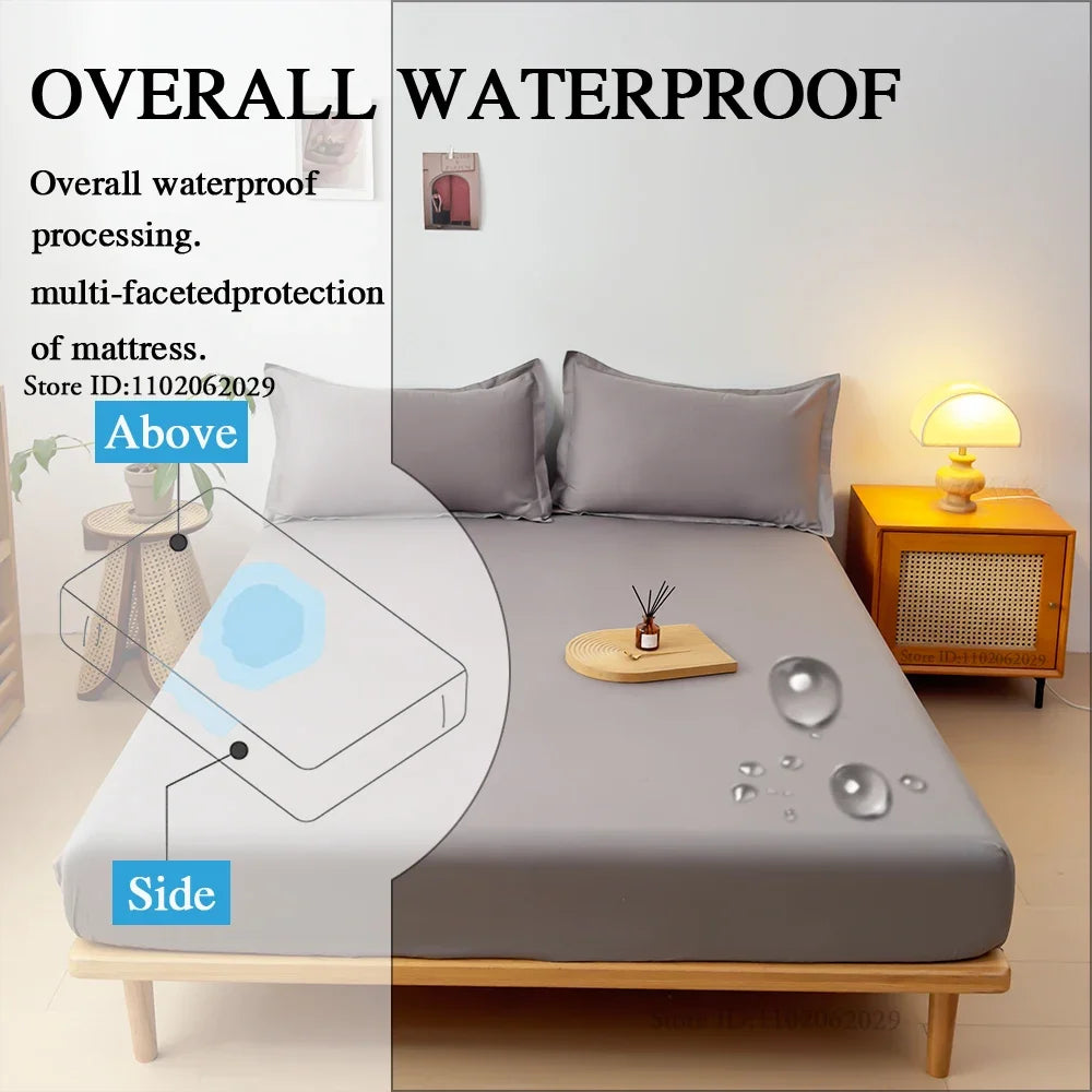 Waterproof Mattress Covers Fitted Sheets Bed Bedspreads Fabric Thick Mattress Protector for Single Double King Queen Size Beds