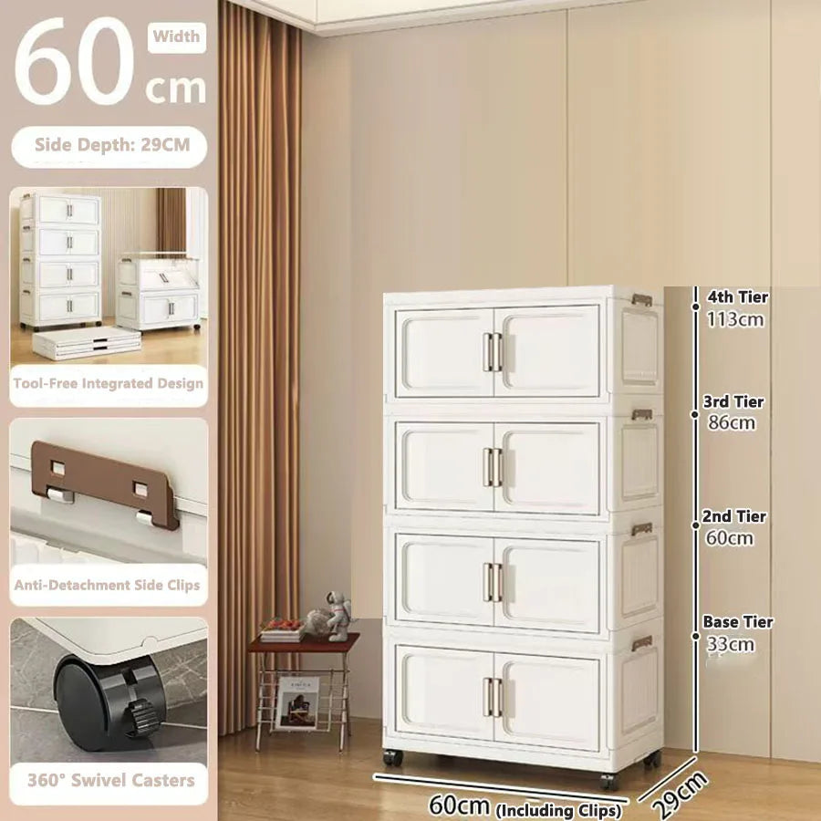 Storage Cabinet No Installation Required Organization Cabinet for Babies and Children Clothes Organizer Box Snack Plastic Foldable