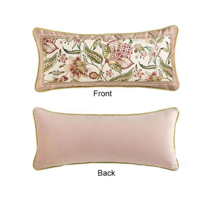 Pink Printed Fringed Pillow Cases Retro Light Luxury Pillow Cover Decorative Soft Dutch Velvet Round Cushion Cover Home Dector