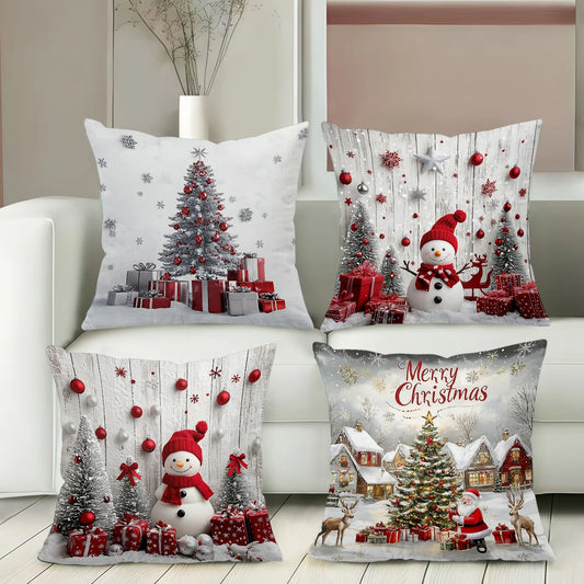 Christmas Themed Decorative Throw Pillow Covers Polyester pillowcase, sofa decorative cushion cov