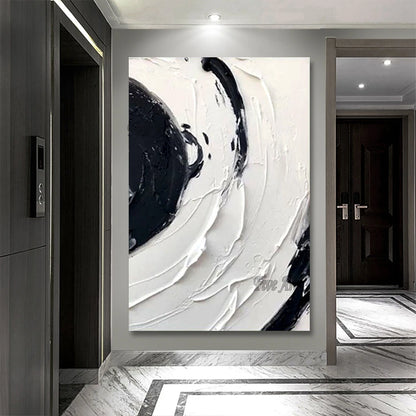Simple Thick Texture Canvas Abstract Black And White Art Painting Large Size Wall Picture For Bedroom Custom Artwork Unframed
