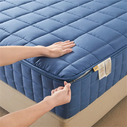 6-Sides Fuffy Enclosed Mattress Cover with Zipper Dust-Proof Fitted Sheet for Double Queen King Bed Thicken Mattress Protector