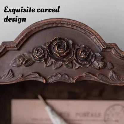 Resin Nordic Distressed Decorative Shelf Countryside Exquisite Carved Two-layer Display Stand High-quality Luxury Home Decor