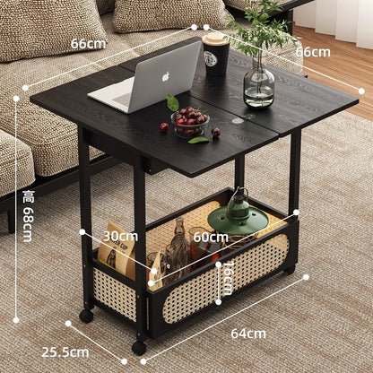 Multi functional movable sofa side cabinet, foldable coffee table, foldable table, household storage cabinet, pulley cabinet