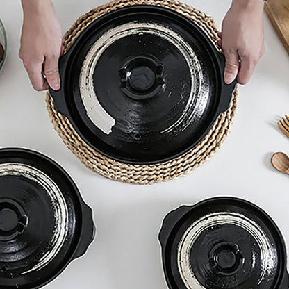 1 Pcs Ceramic Casserole Japanese Style Black Small Pot Clay Saucepan Home Kitchen Cookware Cooking Supplies Kitchen Pot Soup Pan