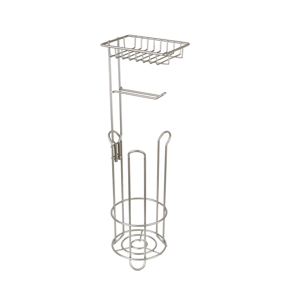 Bathroom Paper Roll Vertical Storage Basket Toilet Paper Holder Stainless Steel For Phone Tissue Multifunctional Storage Shelf