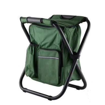 Outdoor Folding Portable Stool with Insulated Cooler Bag Dual-shoulder Straps for Camping Hiking Fishing Camping Sketching Seat