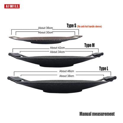 AIWILL No stick Grill Pan BBQ Baking Dishes Pans Multi-purpose Induction Cooker Outdoor Camping Kitchen Bakeware Household Tool