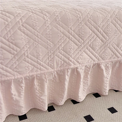 Bonenjoy Bed Cover Plain Bedspread Lace Style Bed Linen 250x250/250x270 Thicken Bedsheets colchas matrimoniales (No Pillowcase)