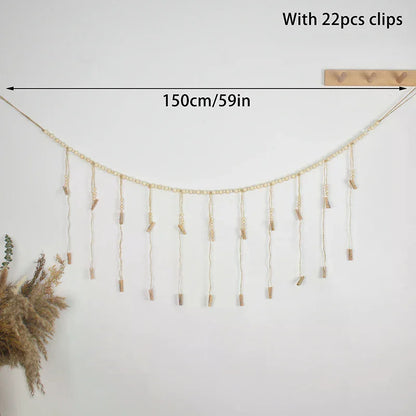 Photo Display Wall Hanging Decor Boho Home Decoration Wooden Beads Macrame Tapestry For Wall Hanging Room Decors Aesthetic Gift