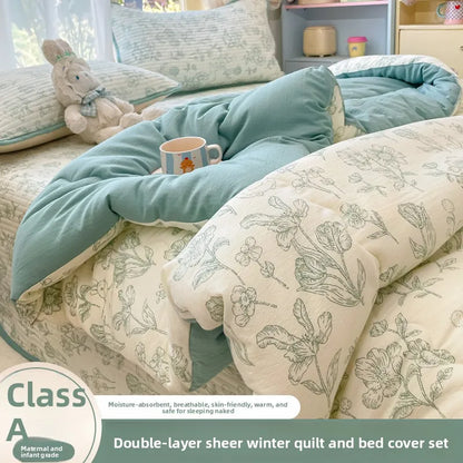 A-Class Double-Layer Thiened Warmth Blanket Core for Renting Houses Spring Autumn Winter Use Home Bedroom Dormi Four-Pi...