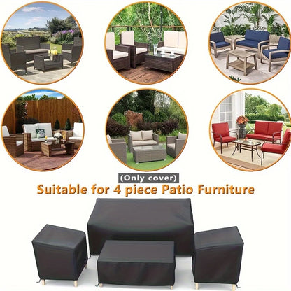 4pcs/Set Patio Furniture Covers, Windproof Coffee Table Cover Drawstring Design, Suitable for Patio, Balcony and Patio Furniture