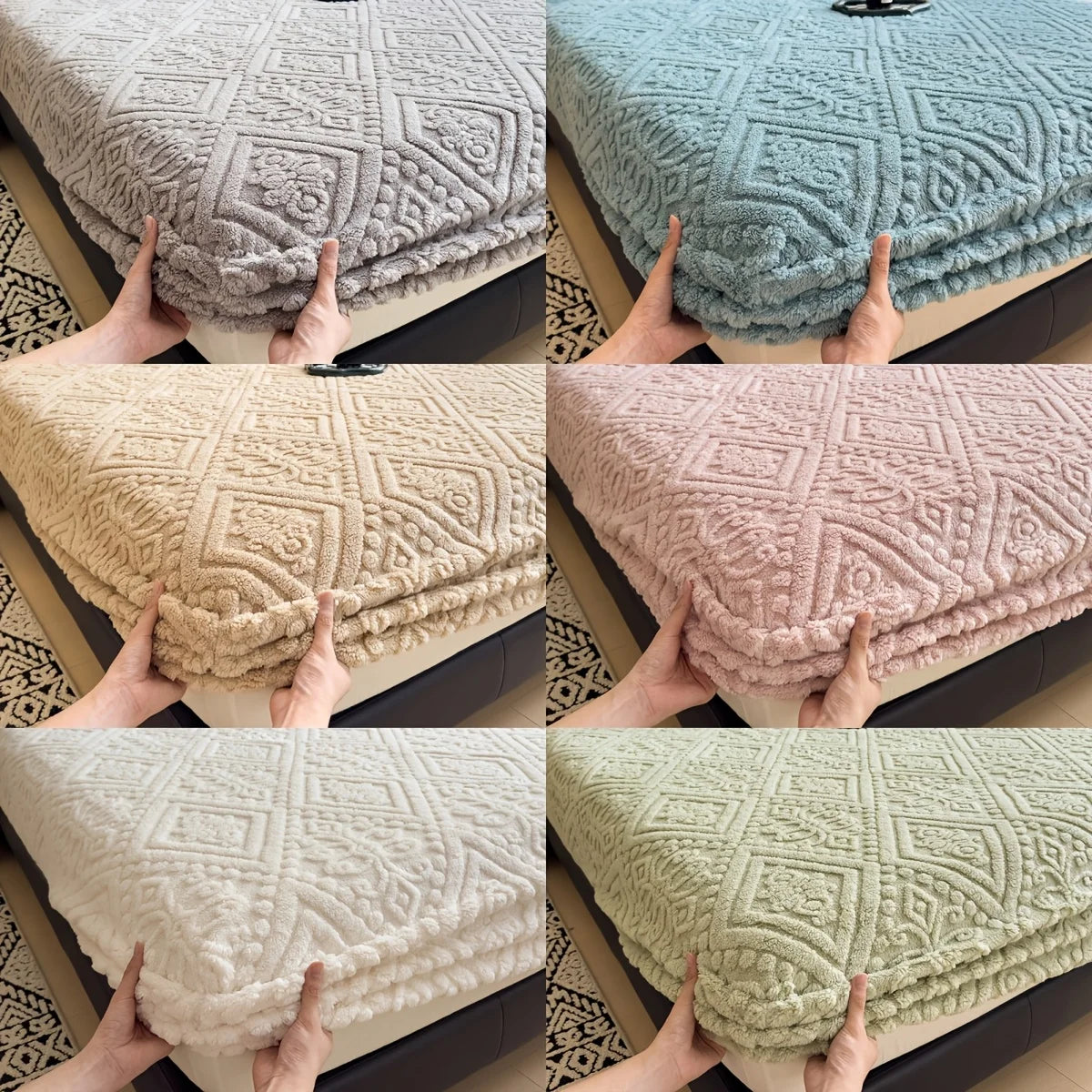 Soft Luxury Bed Cover Plush Bedspread - Thick Winter Fitted Sheet  Machine Washable, Deep Pocket Design