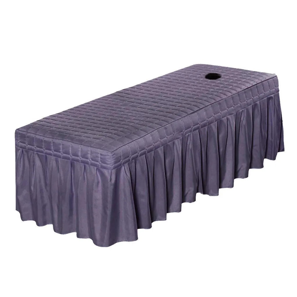 Thick Quilting Bed Skirt Beauty Salon Massage Plaid Bed Cover Sheet Skin-Friendly SPA Bed Full Cover with Hole Sabnanas, 1pcs