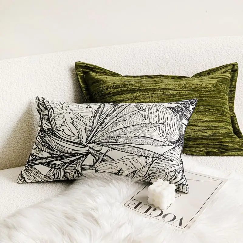 Modern Luxury Lumbar Pillow Cover 12x20in High Density Embroidered Jacquard Pillow Covers Decorative Home Decor for Sofa Bedroom