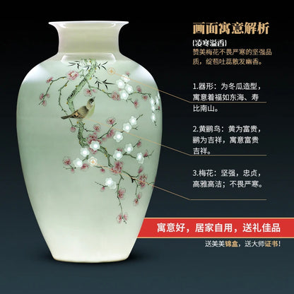 Vase ceramics underglaze color hand-painted plants high-end retro suitable home livingroom flower arrangement light luxury sense