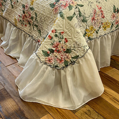 Bonenjoy Bedspread Floral Style Bed Linen Lace Bed Cover Quilted Bedsheet 250x260cm Bedspreads 침대커버 (Pillowcase Need Order)
