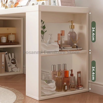 Multifunctional Adjustable White Desk with Storage Cabinet Modern Extendable Table for Bedroom Office Room Simple Corner Desks