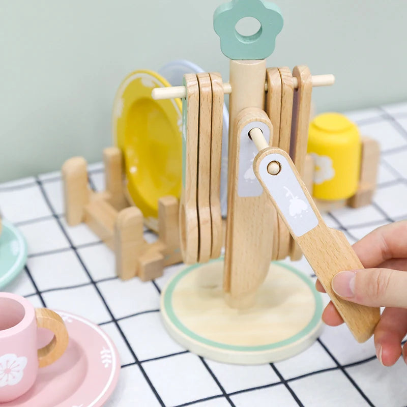 Baby wooden toy Kitchen toy wooden tableware set toy baby role play Educational Cosplay preschool toy gifts for kids