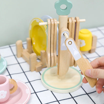 Baby wooden toy Kitchen toy wooden tableware set toy baby role play Educational Cosplay preschool toy gifts for kids