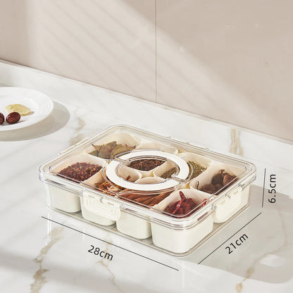 Storage Container Divided Serving Tray With Lid And Handle Snack Sealed Box Kitchen Organizers And Storage Kitchen Accessories